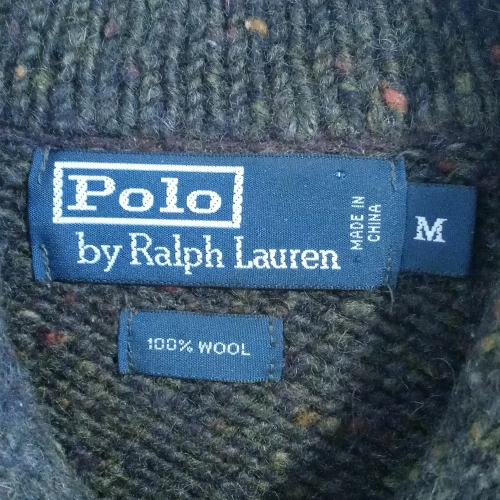 🍁VERY RARE/VTG Polo Ralph Lauren🍁 - Shawl Collar Wool Sweater Leather Details
